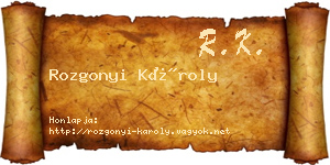 Rozgonyi Károly névjegykártya